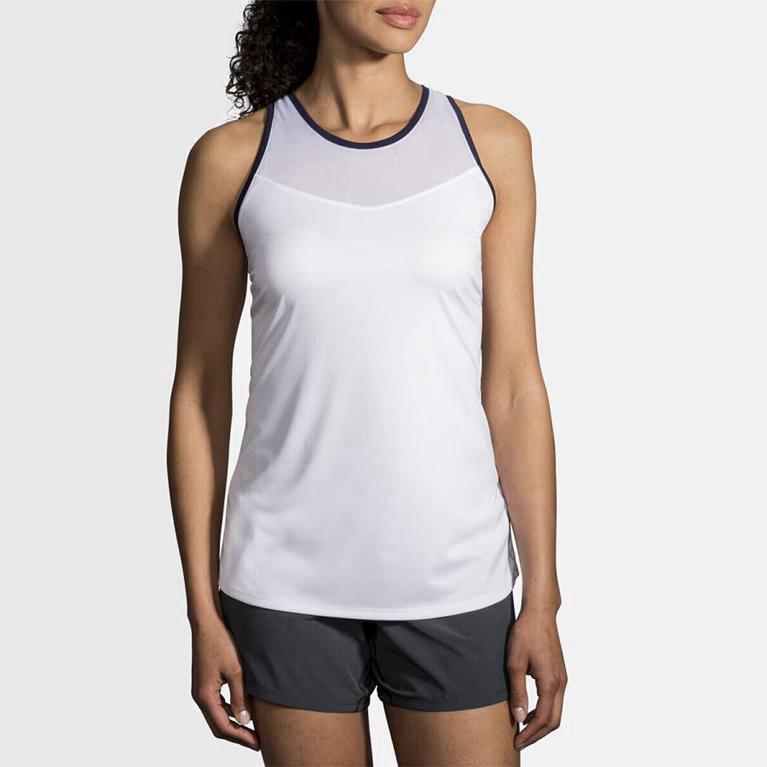 Brooks Stealth Women's Running Tank Top UK Discount - White (IMYRZ7068)